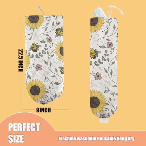 Sunflower Bee Plastic Bag Holder, Wall Mount Grocery Bag Holder - Image 2