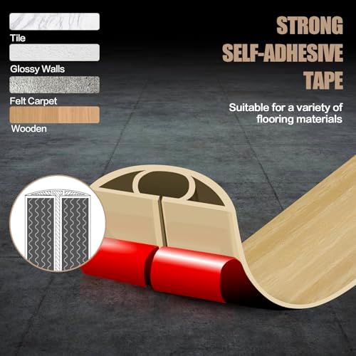 Floor Cord Cover Self Adhesive Cord Hider,3.3FT Cable Management, Extension Strip Protector for Wires, Prevent Cable Trips for Offices, Gyms, Exhibitions Cavity:0.39"(W) x0.27(H) WoodLightyellow - Image 4
