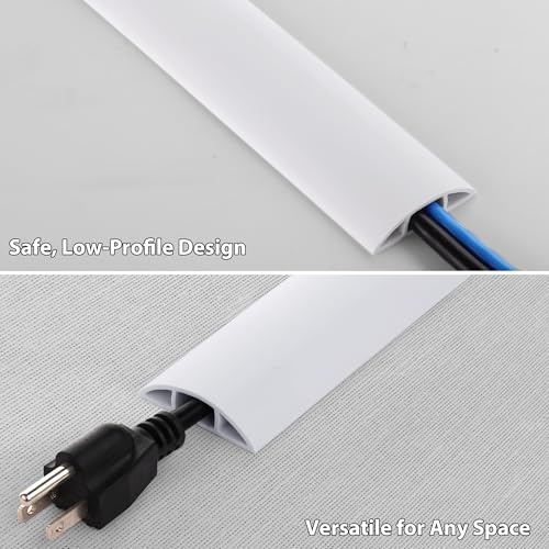 ZhiYo 5.6ft Floor Cord Cover, Cable Cavity 0.6" W x 0.3" H, White - Image 3