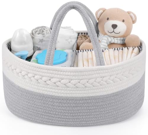 Maliton Cotton Rope Diaper Caddy Organizer - Nursery Storage Caddy, Baby Boy Changing Table Must Have, Perfect by Maliton