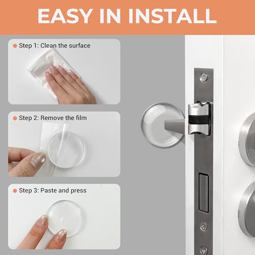ZJWZLG Door Stoppers for Wall, Door Knob Wall Protector 1.57" (12Pcs), Clear Self Adhesive Wall Protectors from Door Knobs,Door Handle Wall Protector. - Image 3