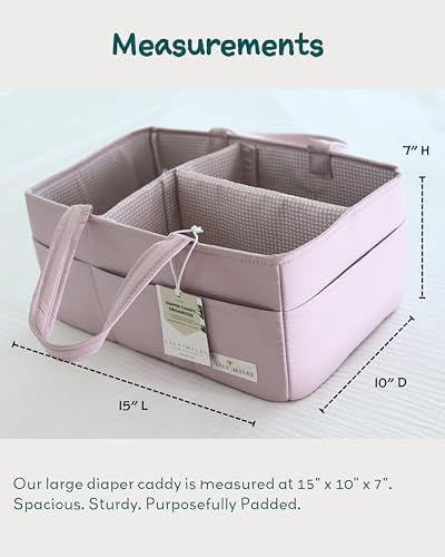 Lily Miles Baby Diaper Caddy Organizer, Wipeable Diaper Organizer Basket with 8 Pockets for Newborn Essentials, Baby Shower Gifts, Nursery Tote Bag for Changing Table or Car (Rosy Lilac, Large) - Image 5