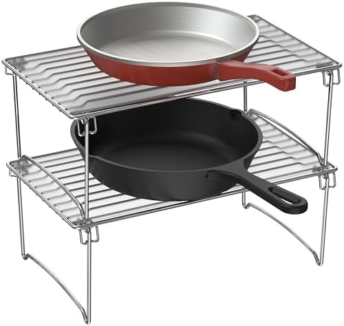 Deco Brothers Stackable Cabinet Shelf Organizer, 2 Pack, Chrome - Image 3