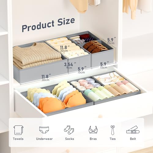 DIMJ Drawer Organizer Clothes 26 Pack - Foldable Baby Organizers and Storage & Closet Organizers for Bedroom, Closet - Nursery Organization Dresser Dividers for underwear, Sock,Bra, Belt, Tie,Gray - Image 2