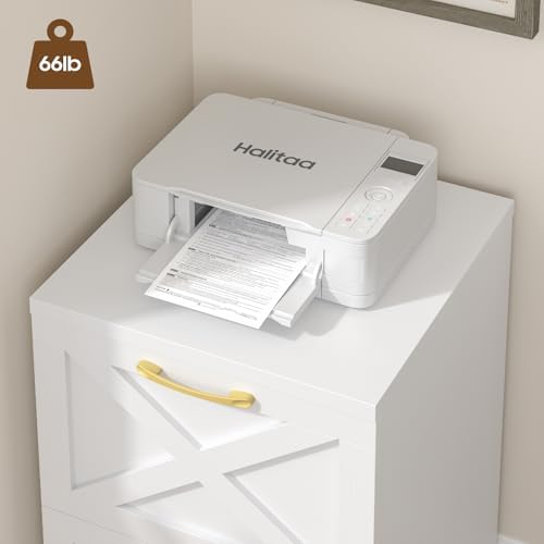 Halitaa Farmhouse 2 Drawer Small File Cabinet with Wheels, White - Image 6