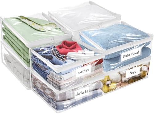 Plastic Storage Bags with Easy-Glide Zipper, Pack of 8, Durable Clear Vinyl Zippered Storage Bags for Clothes Sweaters Comforters Blankets Sheets Bedding (21.6 x 13.7 x 12.4 Inch, Transparent White) by Kikerike