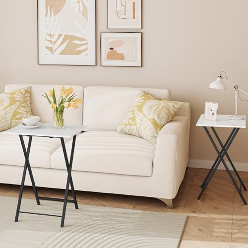 HOOBRO Folding TV Tray Tables, Set of 2 Stable Snack Table for Small Space - Image 5