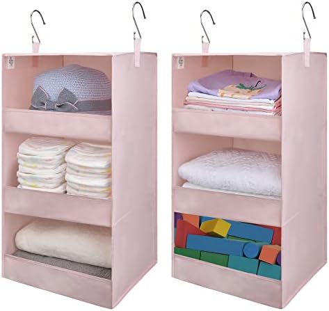GRANNY SAYS 3-Shelf Hanging Closet Organizer, Foldable Storage, Pink by GRANNYSAYS