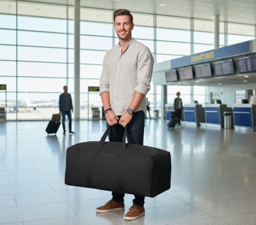 DoYiKe Canvas Travel Duffle Bag Heavy Duty, Sports Duffel Military Camping Tent Storage 60L Black - Image 7