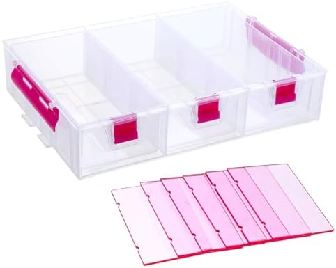 MyGift Stackable Single Tray Add-On for 11-Inch Clear Arts & Crafts Container, 9-Compartment Sewing Supplies Organizer with Removable Dividers for Craft Storage, Includes 3 Drawers - Image 7