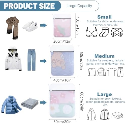 3-Pack Durable Honeycomb Mesh Laundry Bags for Delicates, M + L + XL - Image 2