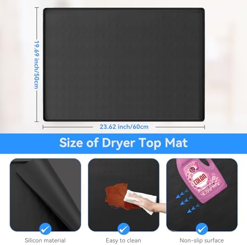 2 Pack Washer and Dryer Covers for the Top, 23.6'' x 19.7'' Silicone Rubber Mat for Laudry Machine & Dryer,Non-slip Heavy Duty Waterproof Washable Top Protector Mat Pad for Laundry & Kitchen - Image 2