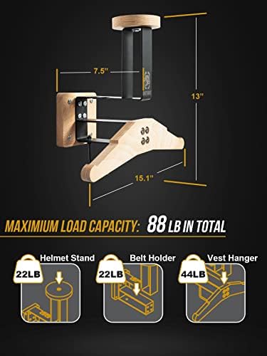 ONETIGRIS Tactical Gear Wall Mount, Heavy Duty Helmet & Plate Carrier Rack - Image 4