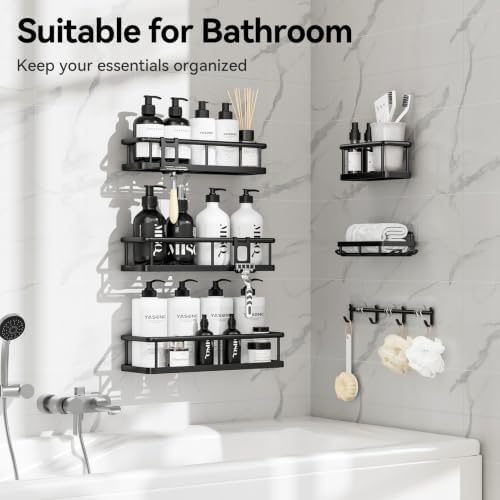 YASONIC Shower Caddy Adhesive, Rustproof Shower Shelves for Inside Shower - Image 6