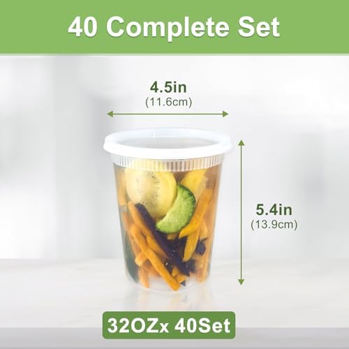 Dipoo 40 Sets (80-Piece) Deli Containers with Lids 32 oz - Image 2