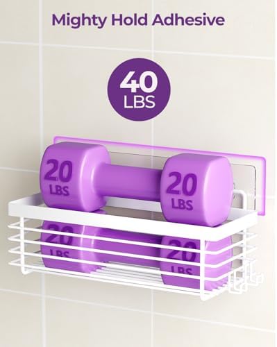 ODesign Shower Caddy Adhesive Stainless Steel Storage Organizers (White, 3 Pack) - Image 3