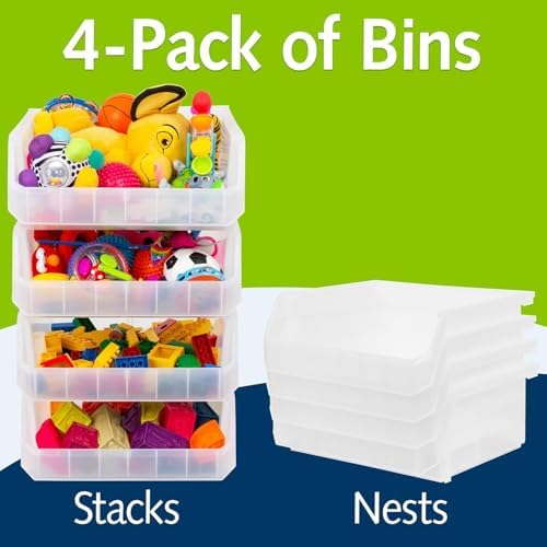 ReadySpace Extra Large Stackable Plastic Storage Bins, 4-Pack, Clear - Image 4