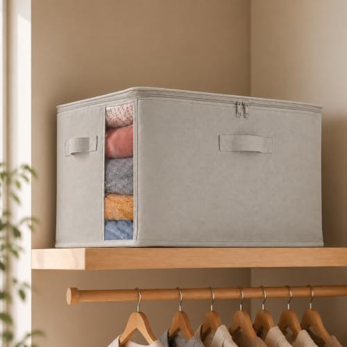 6 Pack Canvas Comforter Storage Bags for Clothes & King Comforters, Grey - Image 7