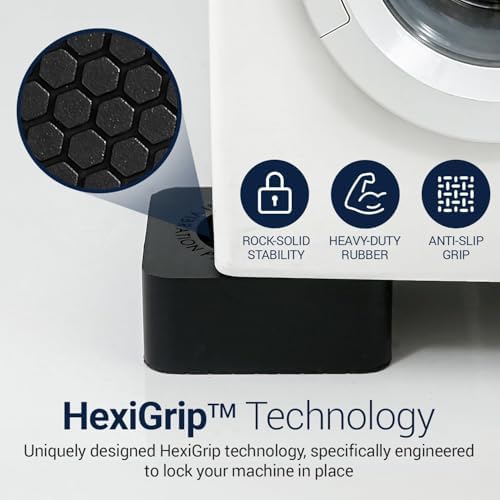 Anti Vibration Pads for Washing Machine and Dryer (Set of 8) - Washer Anti Vibration Pads with HexiGrip™ - Washing Machine Accessories & Leveling Pads - Vibration Dampening Mat - Image 2