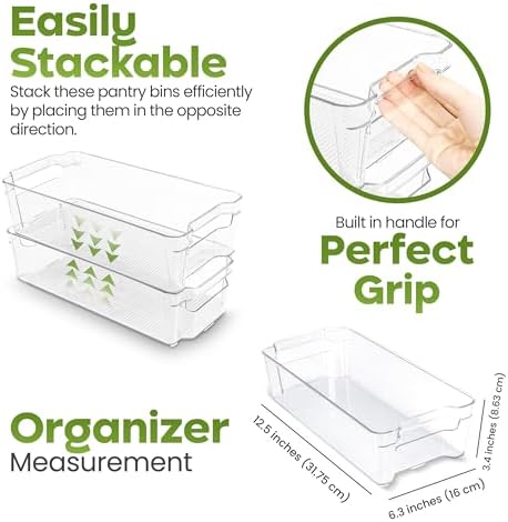 Utopia Home Plastic Stackable Storage Bins for Fridge, 8 Pack, Clear - Image 3