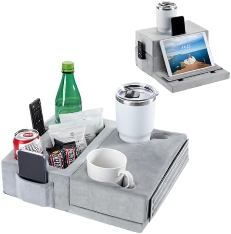 Luxspire Couch Cup Holder, Couch Caddy, 8 Holes, Gray by Luxspire