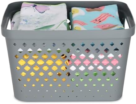 Glad Plastic Storage Basket Set, Value Pack of 6 | Open Storage Bins for Shelves, Bathroom, Pantry, Closet | Nesting Organizer Boxes with Handles, 4 Gallon, Grey - Image 4