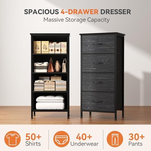 Sweetcrispy Dresser for Bedroom, 4 Drawer Storage Cabinet, Tall Nightstand - Image 4