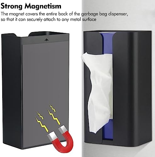 Magnetic Laundry Dryer Sheet Dispenser, Tissue Holder, Garbage Bag Dispenser for Fridge, Kitchen, Laundry (Black) - Image 5