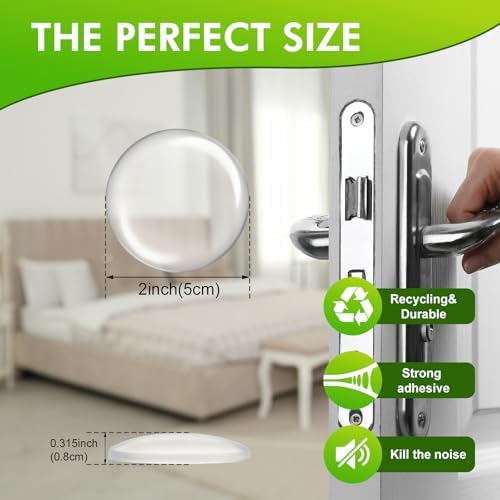 Clear Door Stoppers for Wall, 2" Self-Adhesive Door Knob Wall Protectors, 6 Pack Door Handle Stoppers, Door Bumpers to Prevent Scratches on Walls & Doors - Image 2