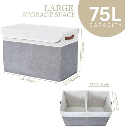 DECOMOMO Large Toy Storage Box, Toy Storage Bins with Lid (Grey & White) - Image 5