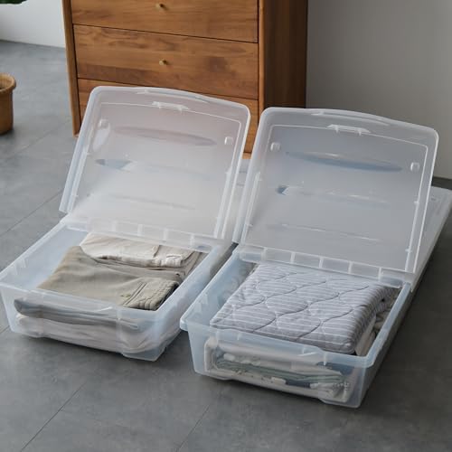 Citylife 57 QT Plastic Storage Bins with Double-Opening Lids, Storage Containers for Organizing, Large Clear Storage Box for Closet, Blankets, 2 Packs - Image 4
