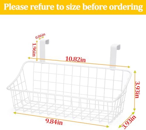 LeleCAT White Basket with hook Grid Storage Basket,Hang it behind a door or on a railing,Over the Cabinet Door,2 Pack - Image 2