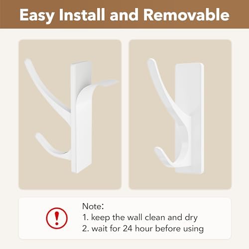pickpiff White Self-Adhesive Hook, 13LB Hanger for Coat/Towel, 4-Pack - Image 5