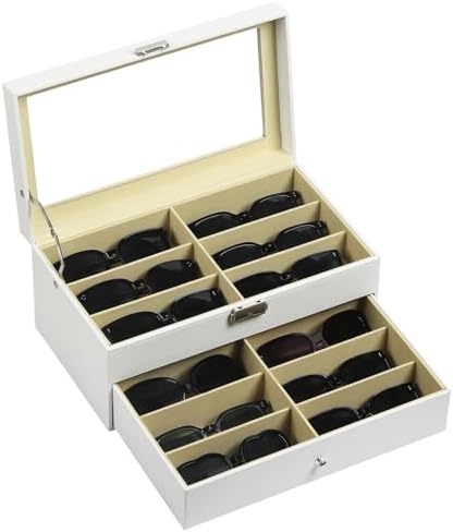 AUTOARK Leather 12 Piece Eyeglasses Storage Display Case,White,AW-053 by AUTOARK