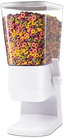 Cereal Dispenser Countertop, Cereal Containers Storage Snack Dispenser for Pantry, 3.2L Dry Food Dispenser for Grains, Nuts, Snack,Oatmeal, Pet food, White, 1Pc by ZeadesignNewProductNewLife