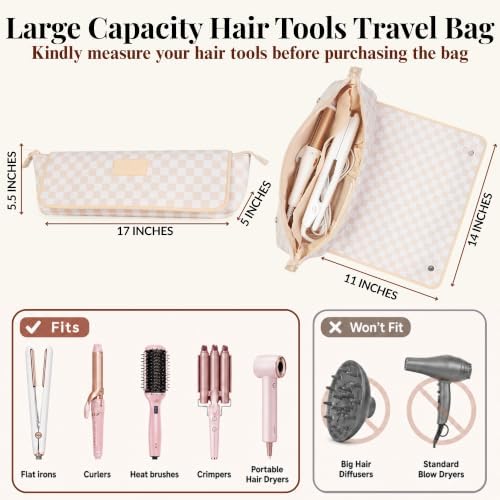 BAREFOOT CARIBOU Hair Tools Travel Bag and Heat Resistant Mat 17" Checkered - Image 3