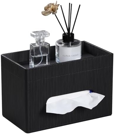Rectangular Tissue Box Cover PU Leather Tissue Box Holder Rectangle by Cretkhp