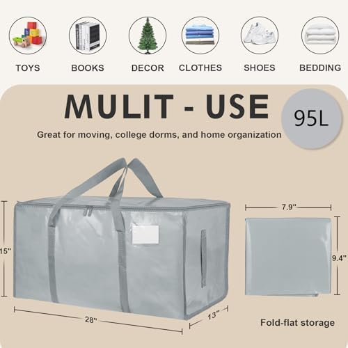 Light GrayMoving Bags 200LB Heavy Duty 8 Pack Storage Bags - Image 2