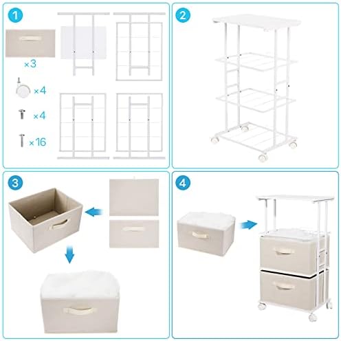 MAX Houser Dresser Tower with 3 Drawers for Bedroom, Fabric Storage Organizer Unit, Chest of Drawers with with WoodTop, Small Vertical Storage for Guest Room, Closet, Entryway(Beige) - Image 4