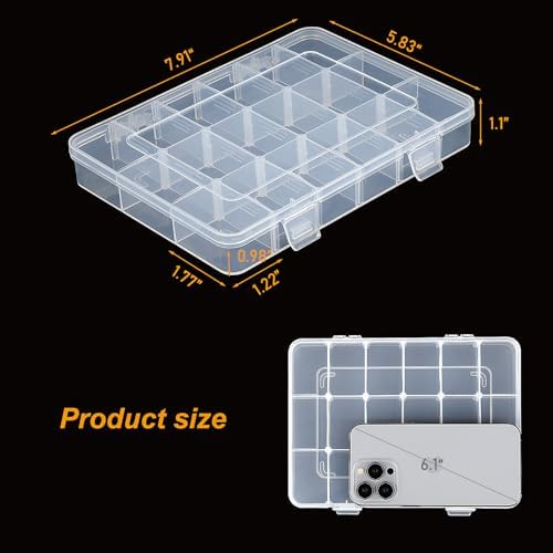 CGCG 3-Pack 18-Grid Clear Plastic Beads Organizer Box 7.9x5.8 - Image 2