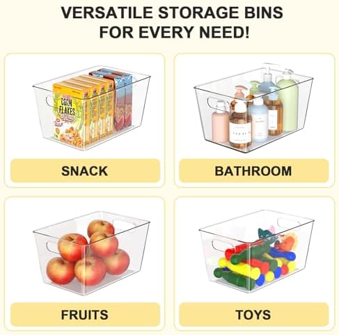 6 Pack Clear Plastic Storage Bins, Kitchen&Pantry Organizer Large - Image 5