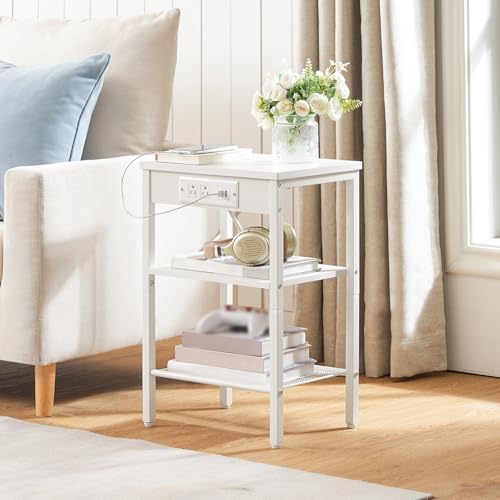 HOOBRO Side Table with Charging Station, Small End Table for Small Space - Image 2