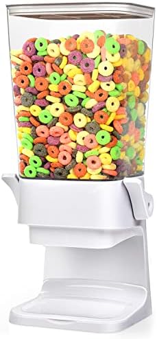 Cereal Dispenser Countertop Large Cereal Containers Storage Dispenser For Pantry Dry Food Dispenser Countertop Candy Dispenser Machine Rice Dispenser For Snack,Nuts, Granola(White,1PC) by Mivvosakuki
