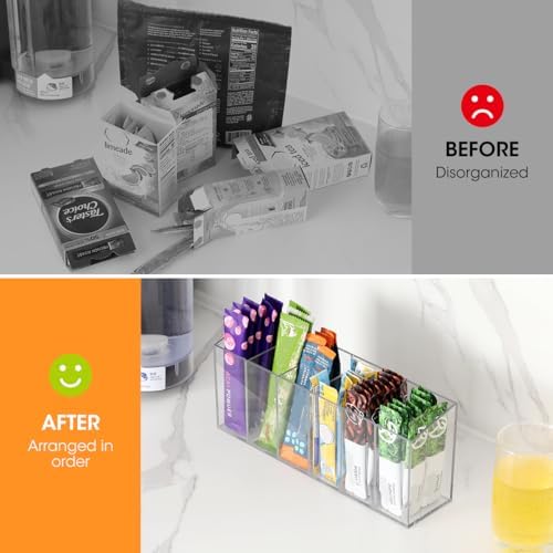 AIEVE Drink Packet Organizer, Mountable Water Packet Organization Holder with Adhesive & Magnetic Sticker, Pantry Organizers Kitchen Storage for Countertop Table Fridge Cabinet - Image 4