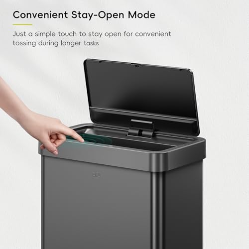 EKO Mirage X 80 Liter / 21.1 Gallons Motion Sensor Trash Can or Recycling Bin, Automatic Large Kitchen Trash Can Touchless, Stainless Steel, Matte Black - Image 5
