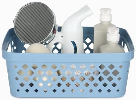 Glad Plastic Storage Basket Set, Value Pack of 6 | Open Storage Bins for Shelves, Bathroom, Pantry, Closet | Nesting Organizer Boxes with Handles, 2 Gallon, Marina Blue - Image 4