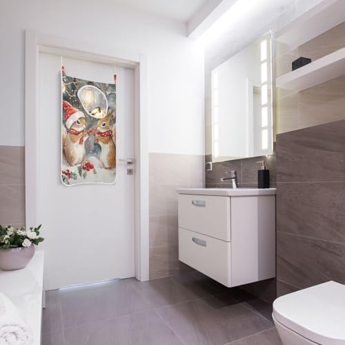 Christmas Squirrels Watercolor White Door Hanging Laundry Hamper Bag with Free Adjustable Stainless Steel Hooks Dirty Clothes Hamper Extra Large Over the Door Laundry Hamper 29.5X20inch 1 PCS - Image 6