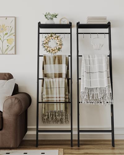 Hzuaneri Blanket Ladder Shelf, Farmhouse Ladder Holder, Blanket Organizer - Image 4