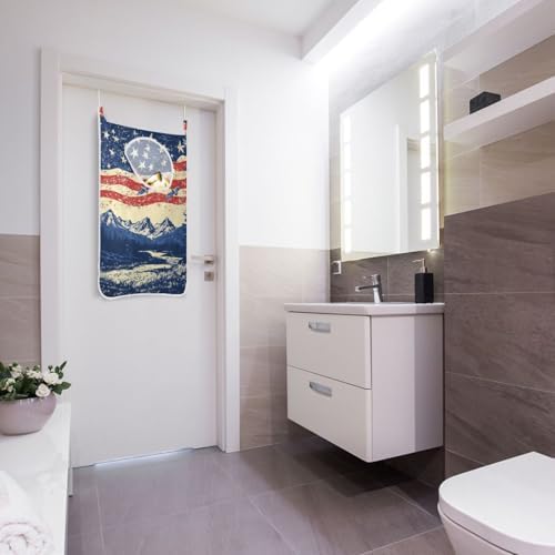 July 4th Flags Mountains Blue Door Hanging Laundry Hamper Bag with Free Adjustable Stainless Steel Hooks Dirty Clothes Hamper Extra Large Over the Door Laundry Hamper 29.5X20inch 2Pack - Image 6