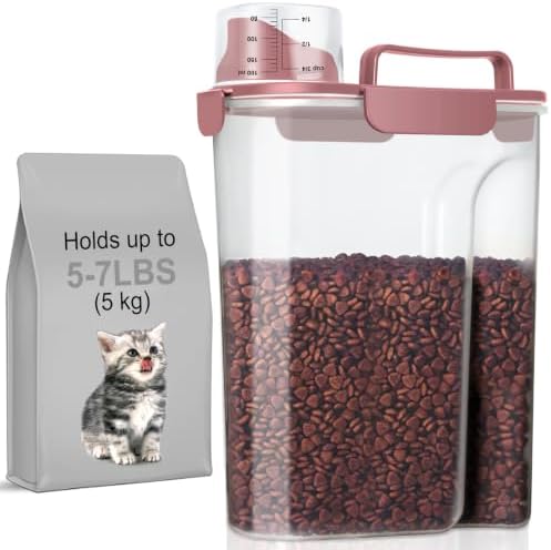 LEAWALK Cat Dog Pet Food Storage Container 5-7Lbs BPA-free (Pink, 5L-1pack) by LEAWALK